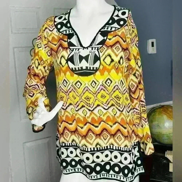 Tolani 100% Silk. Size: S; Tribal, geometric, burning man, Aztec, Southwestern - Picture 1 of 8